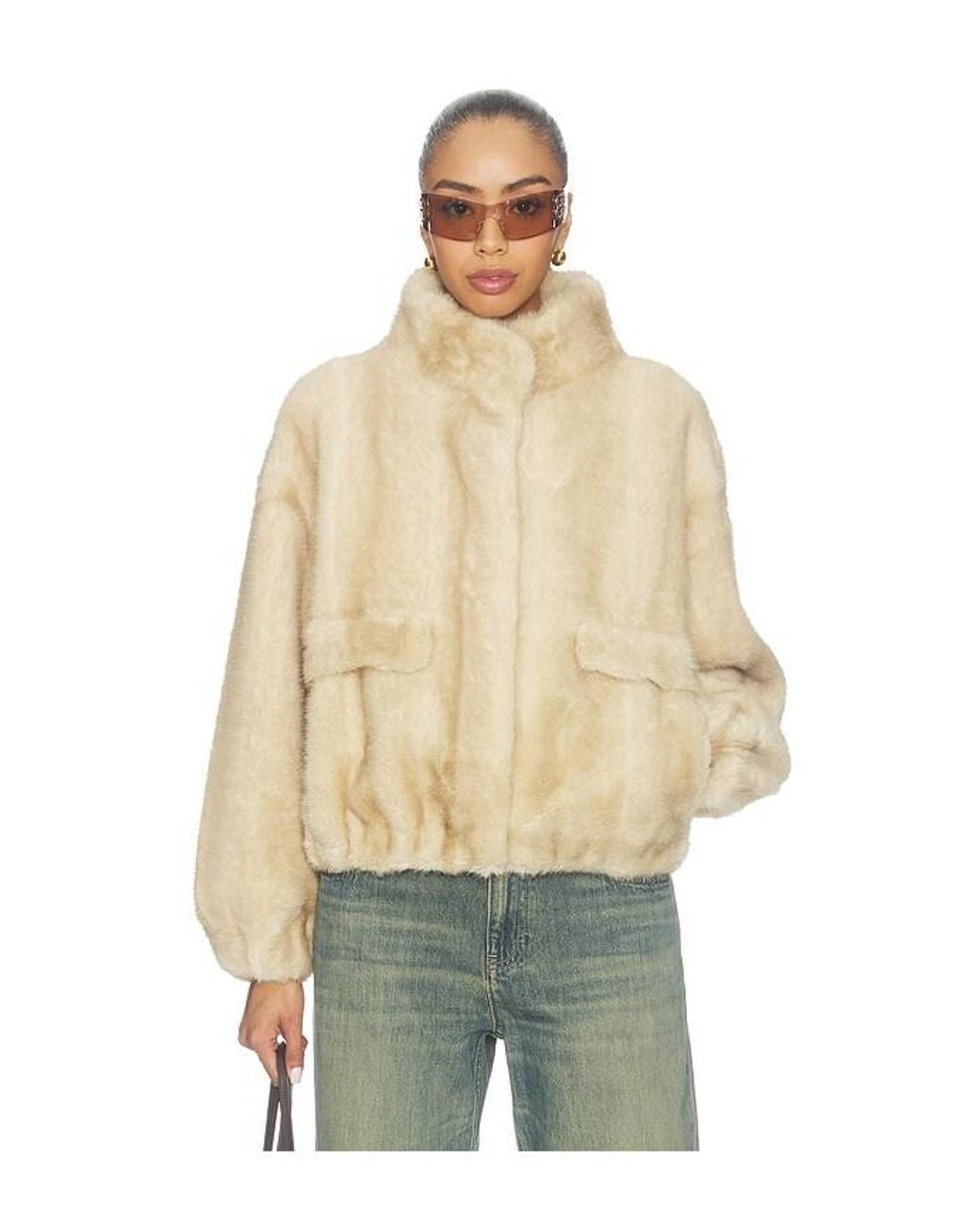 Apparis Natural Iris Shaved Faux Mink Bomber Jacket