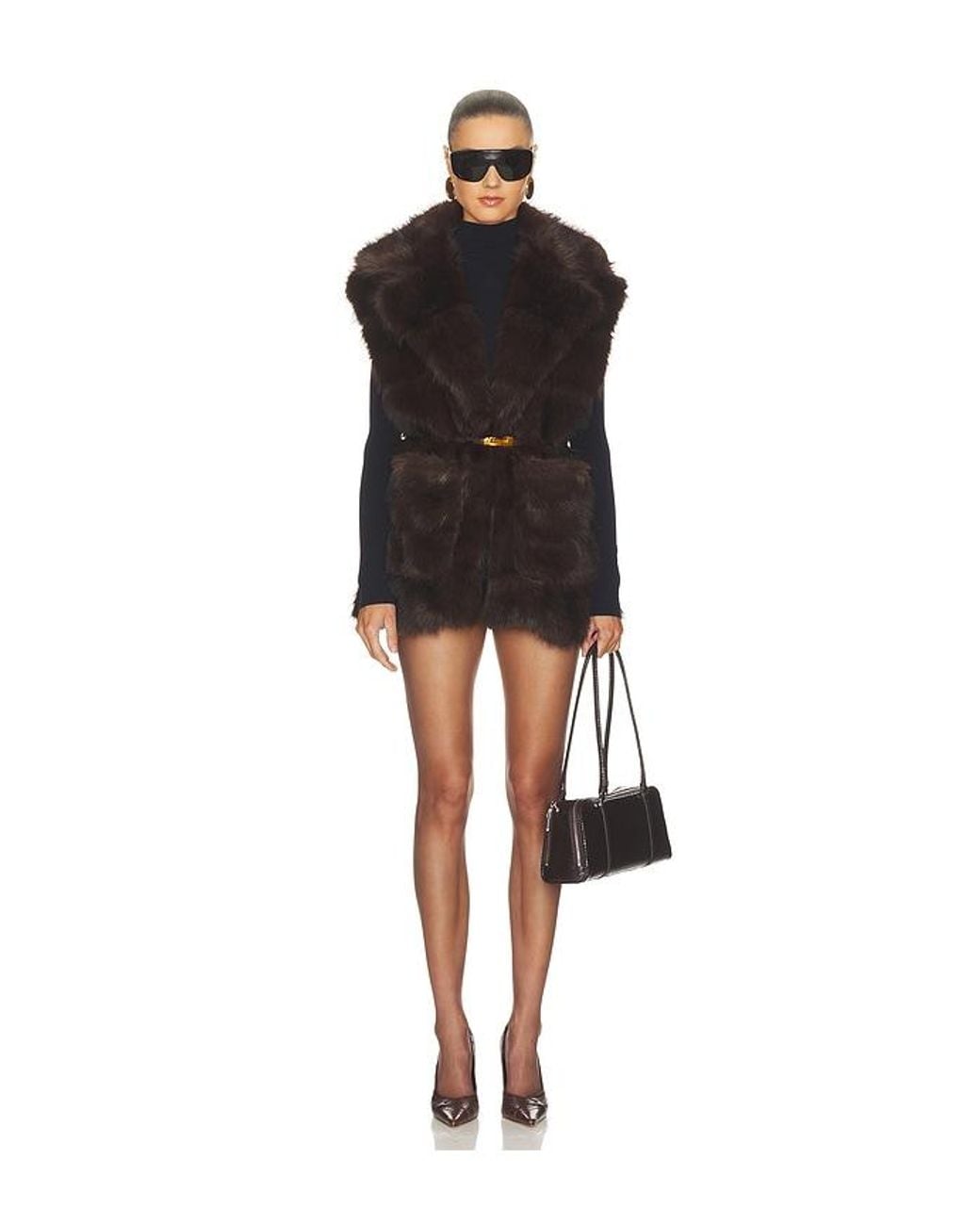 Bardot Black Brentley Faux Fur Vest