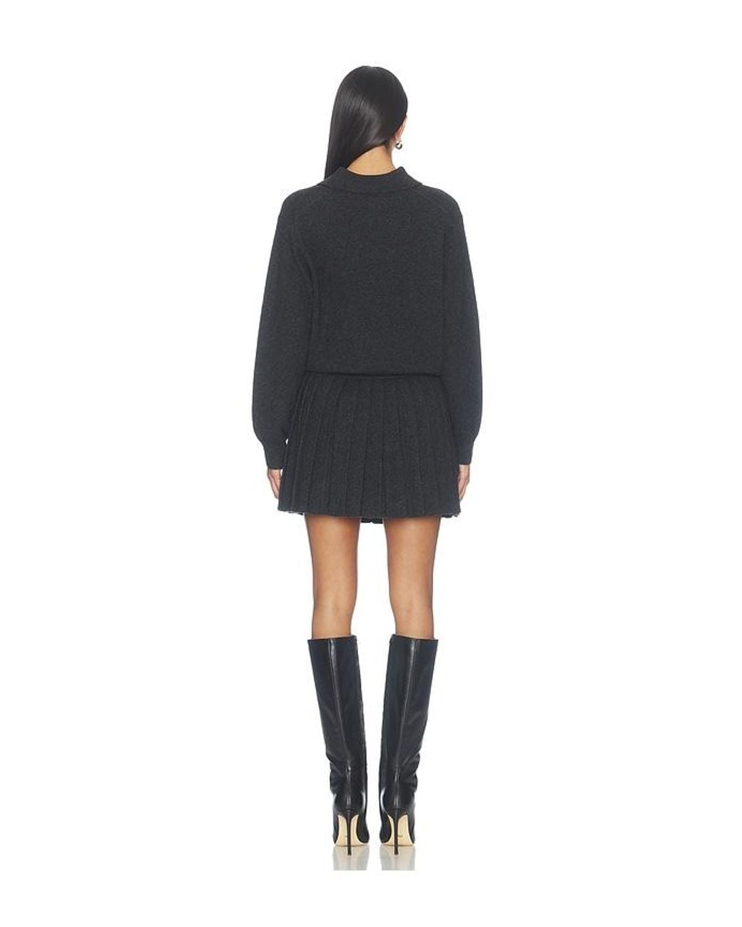 Alexander Wang Black Long Sleeve Polo Dress With Heat Pressed Skirt