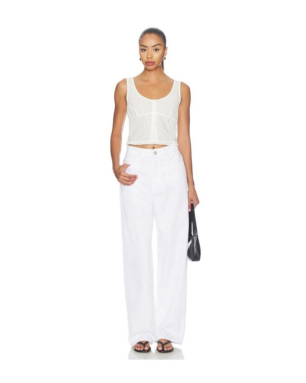 GOOD AMERICAN White The Eyelet Top