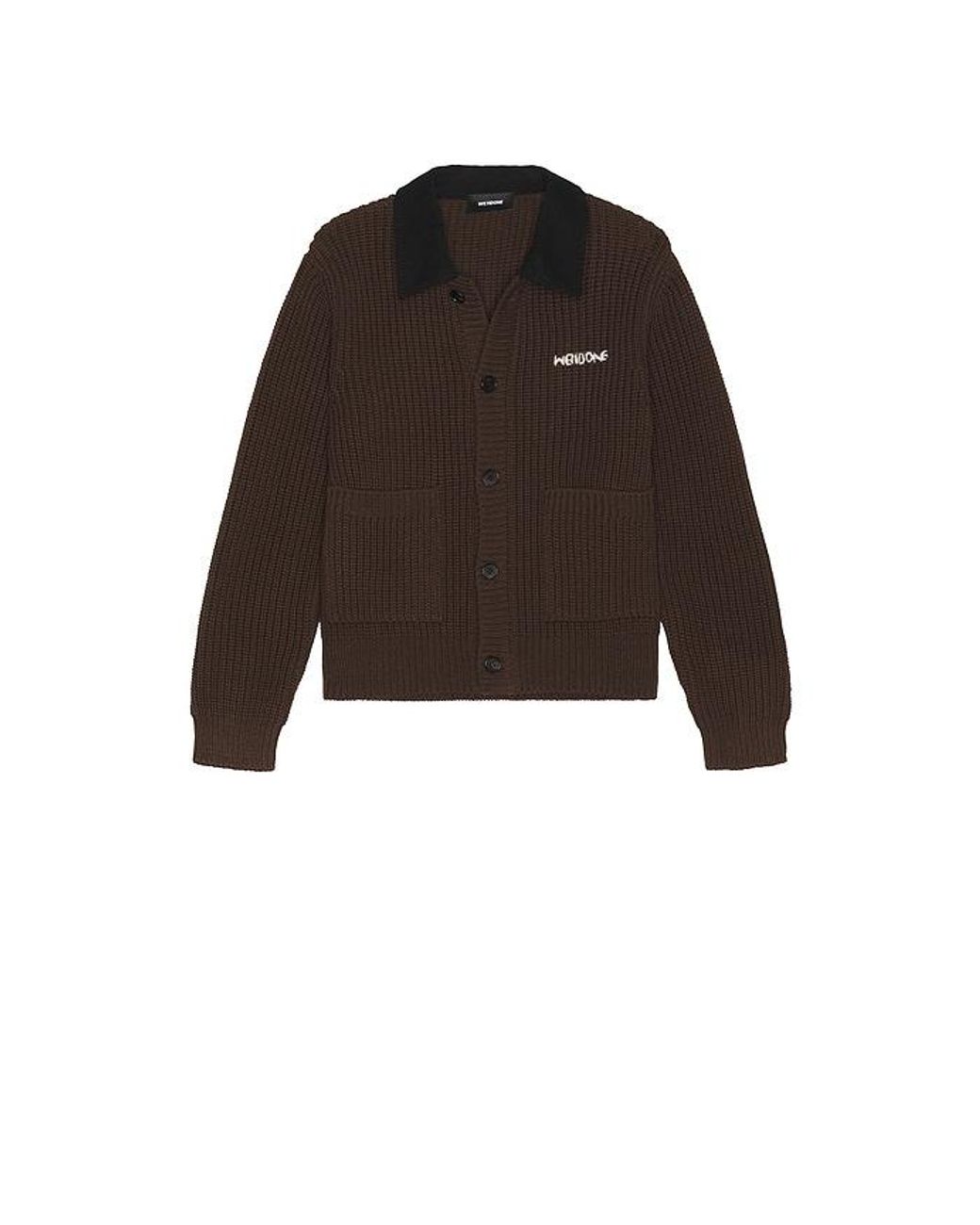 we11done Black Contrast Collar Knit Cardigan for men