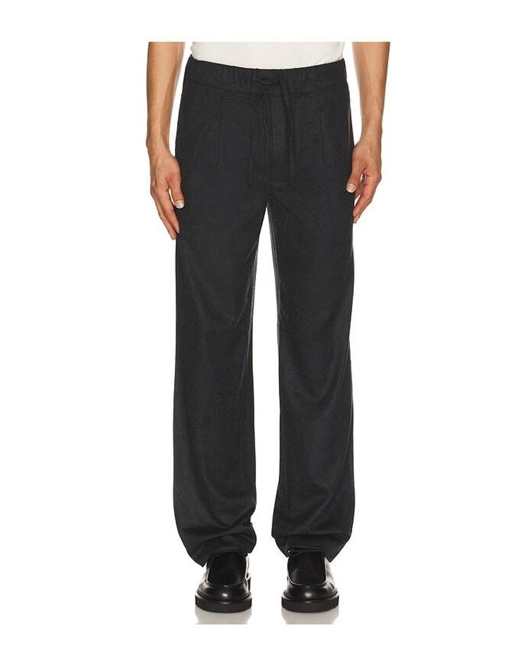 Soft Goat Black Straight Drawstring Trousers for men