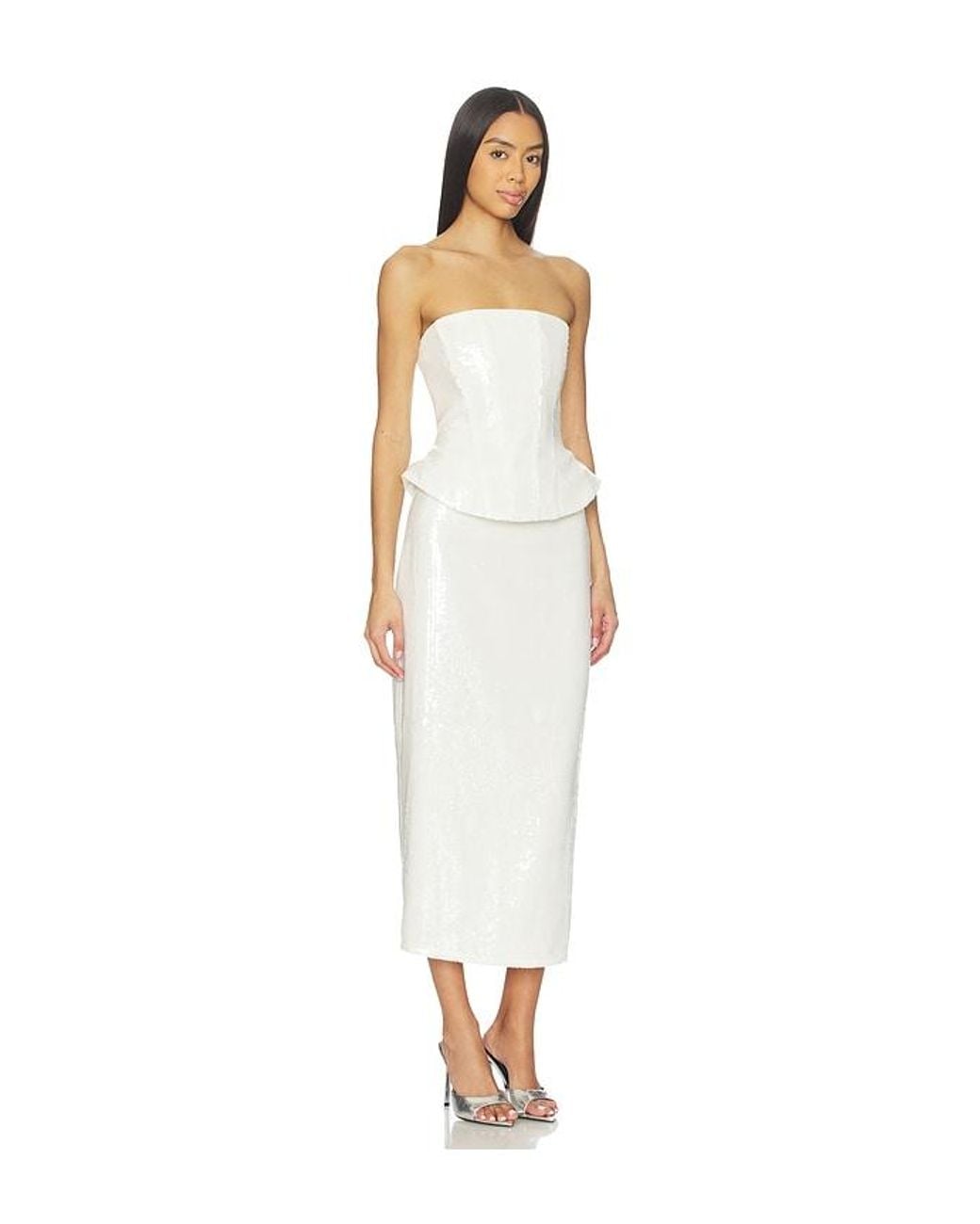 Lovers + Friends White Alexia Sequin Midi Dress