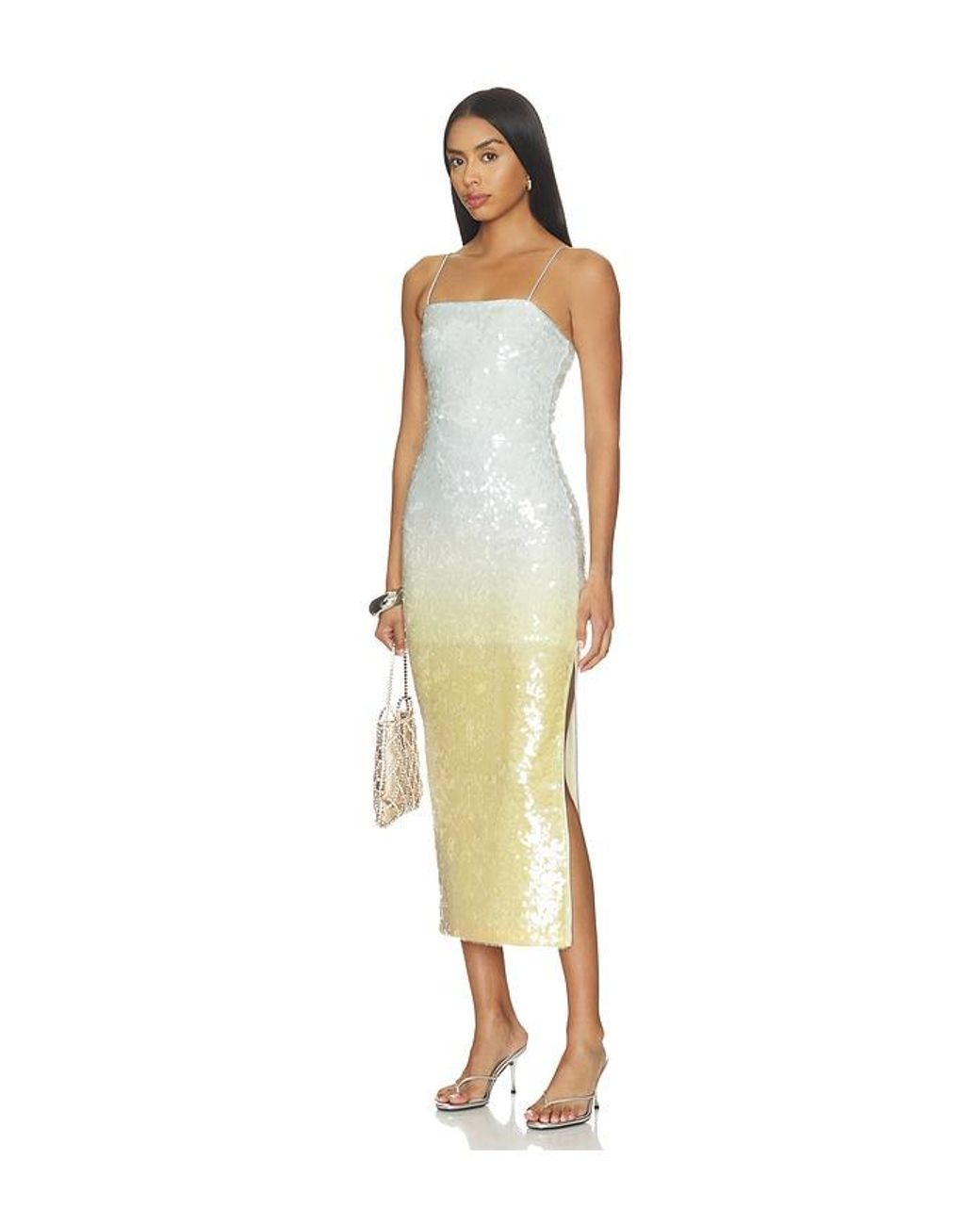Alice + Olivia Metallic Delora Sequin Strapless Midi Dress