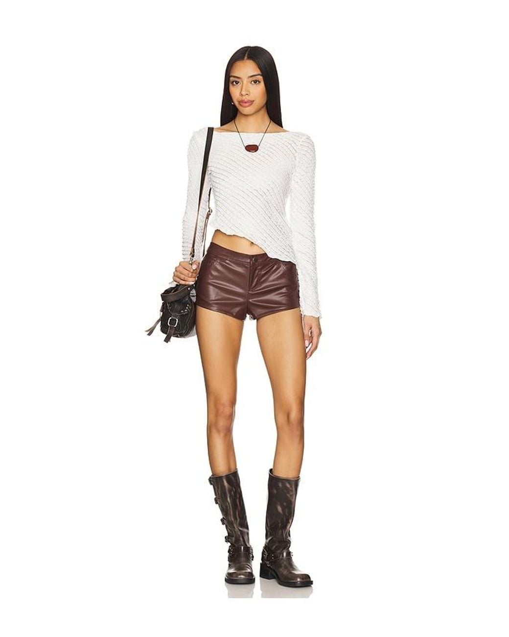 superdown Black Gianna Faux Leather Shorts