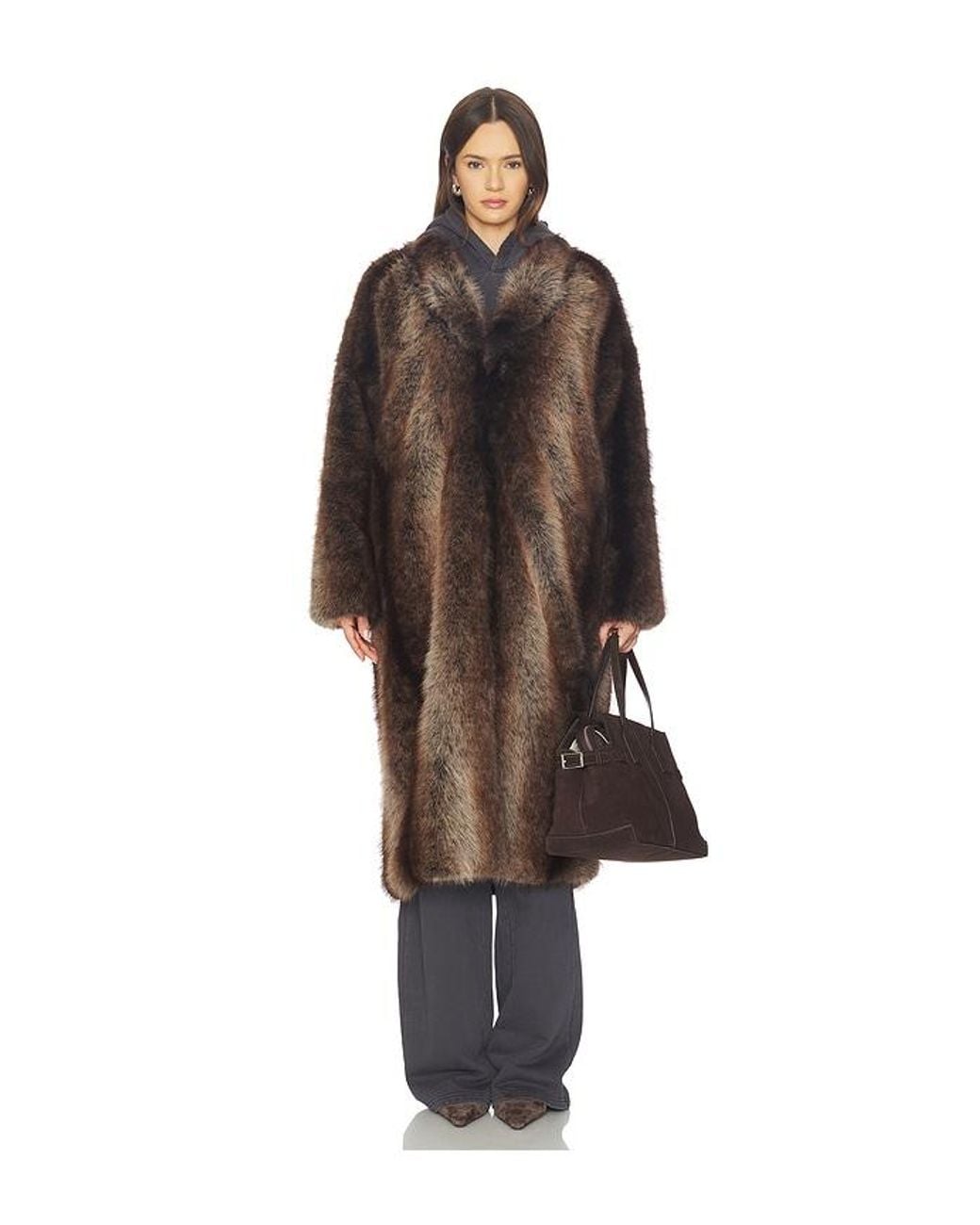 Line & Dot Black Cairo Faux Fur Coat
