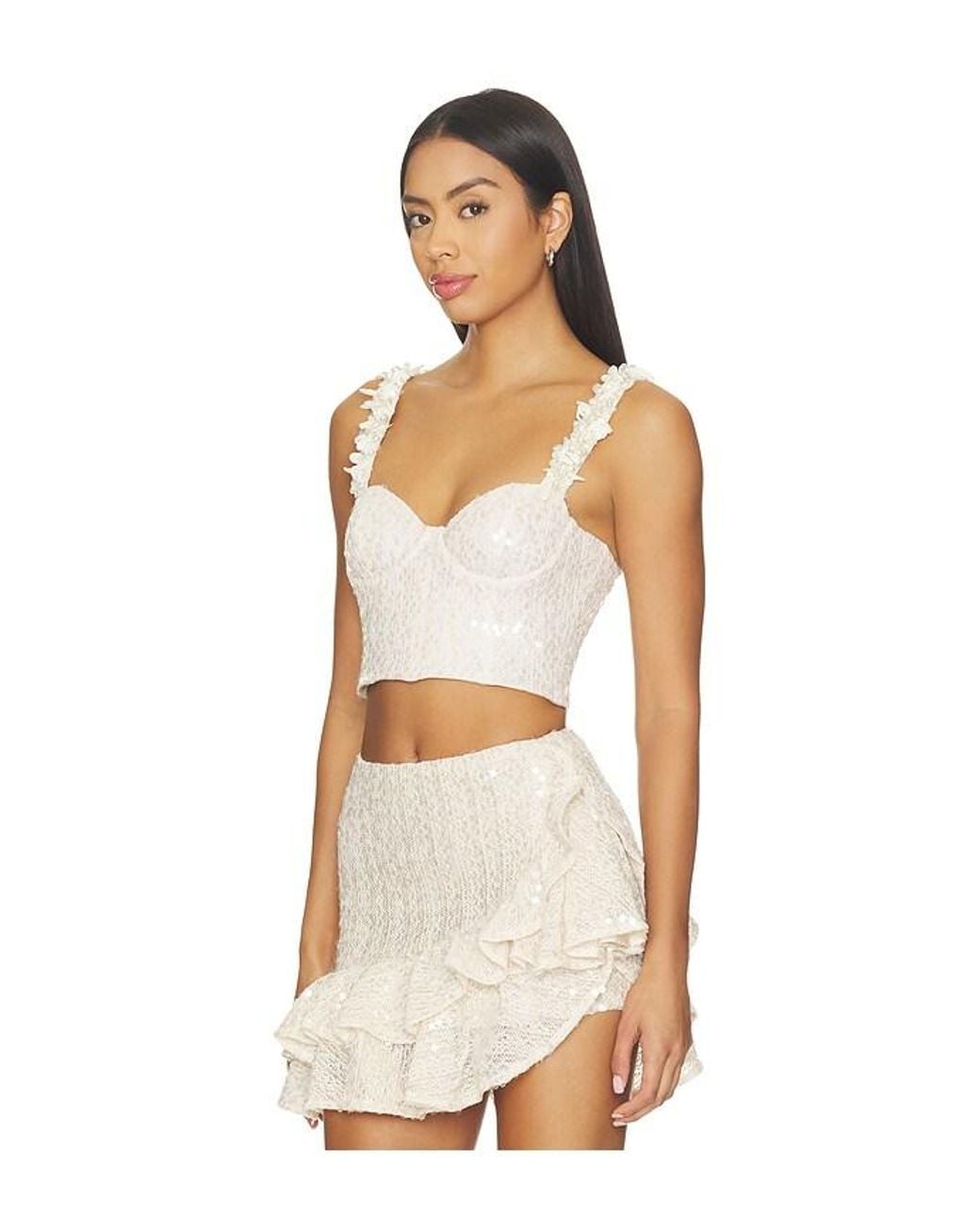PATBO White Lara Crochet Corset Top