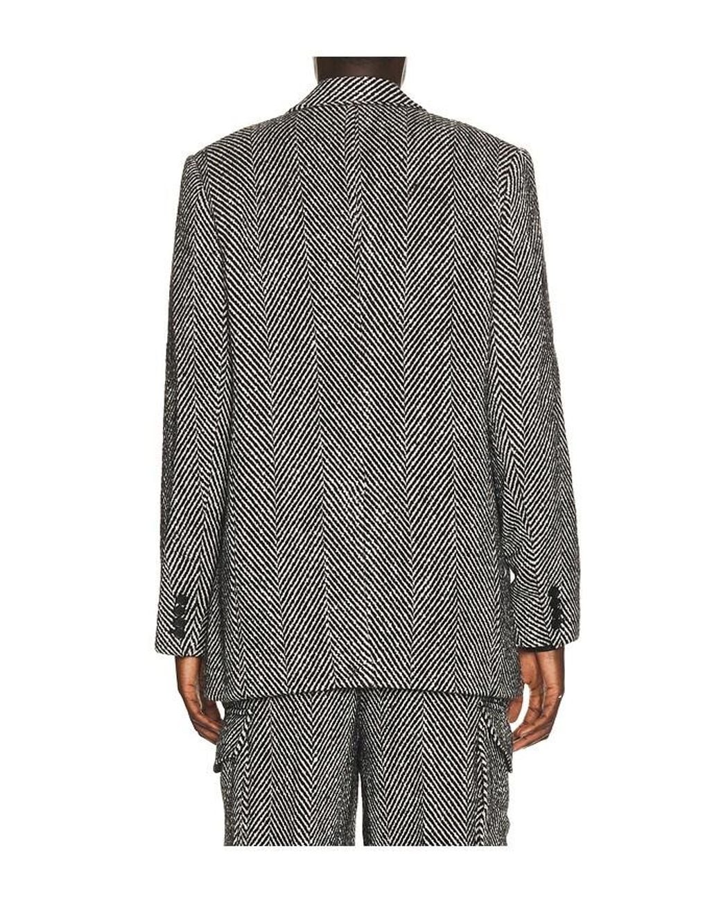 KROST Gray Eco Herringbone Longline Blazer for men