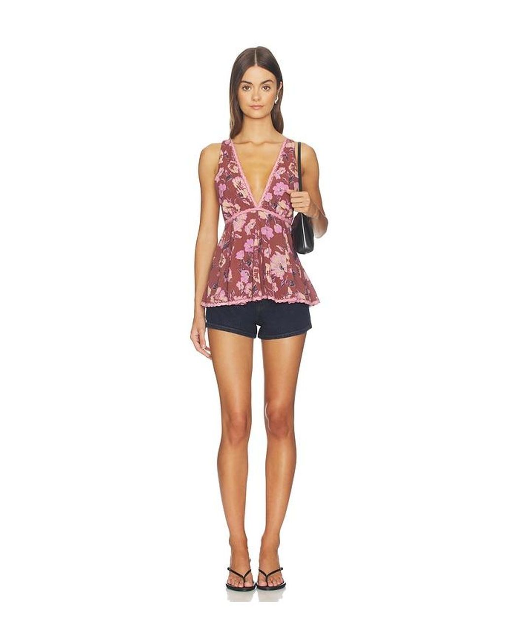 Free People Red Rome Printed Tank