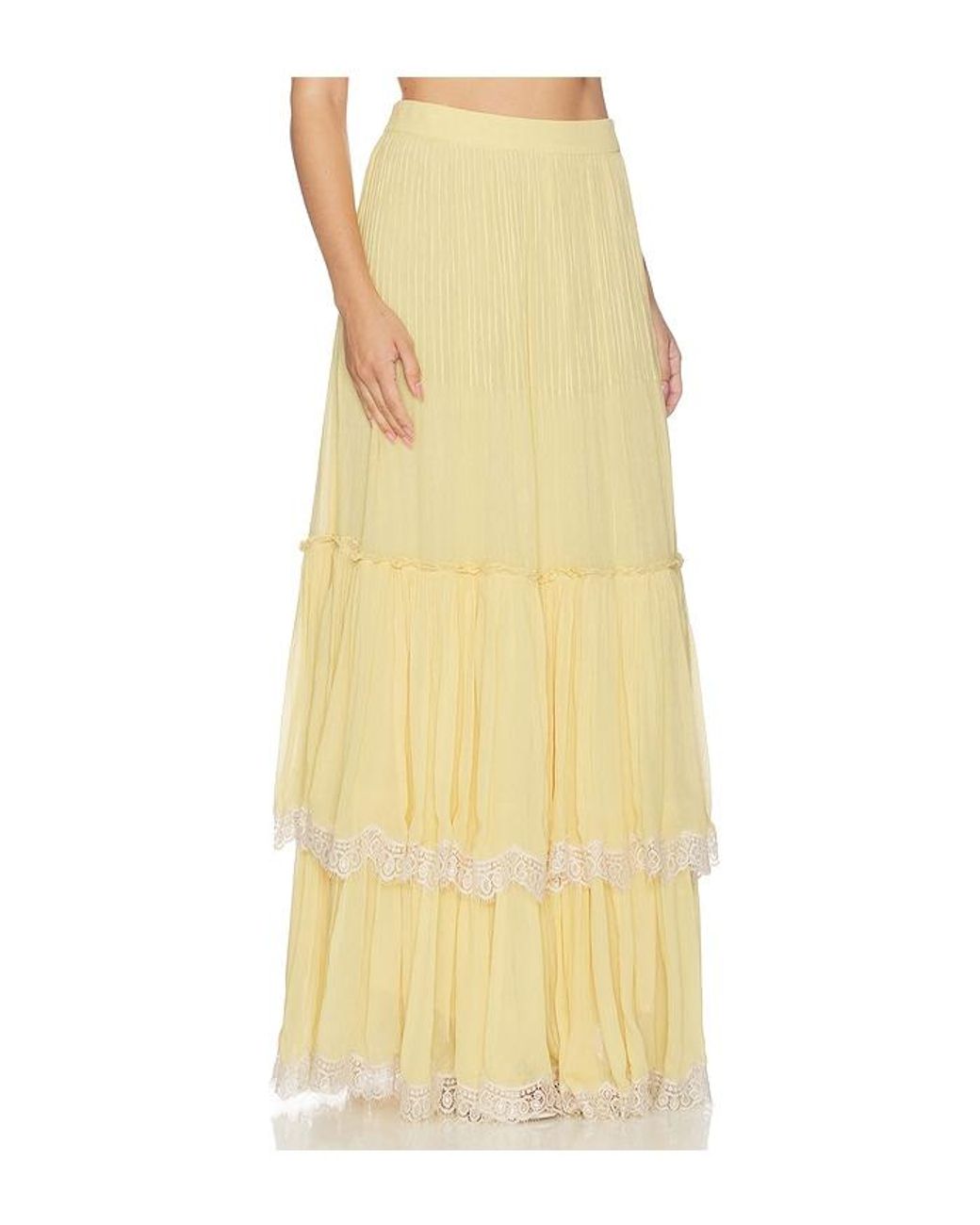 Hemant & Nandita Yellow Pintuck Maxi Skirt