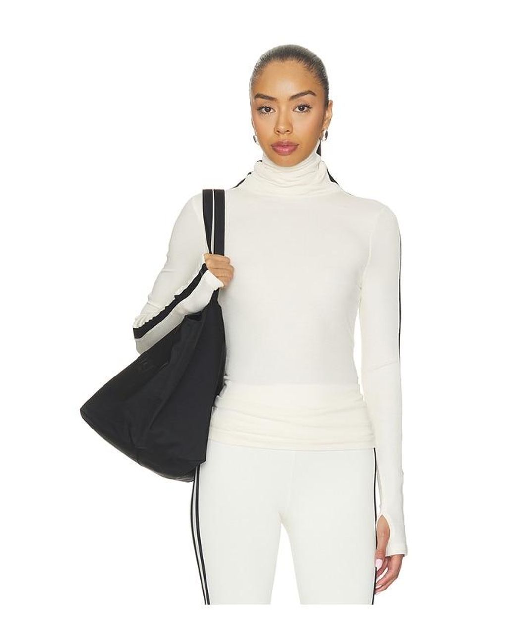 Splits59 White Jackson Rib Full Length Turtleneck Top