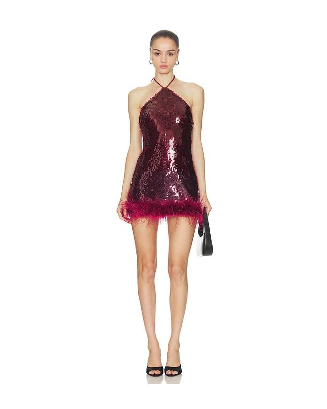 Runaway the Label Red Nicola Faux Fur Hem Mini Dress