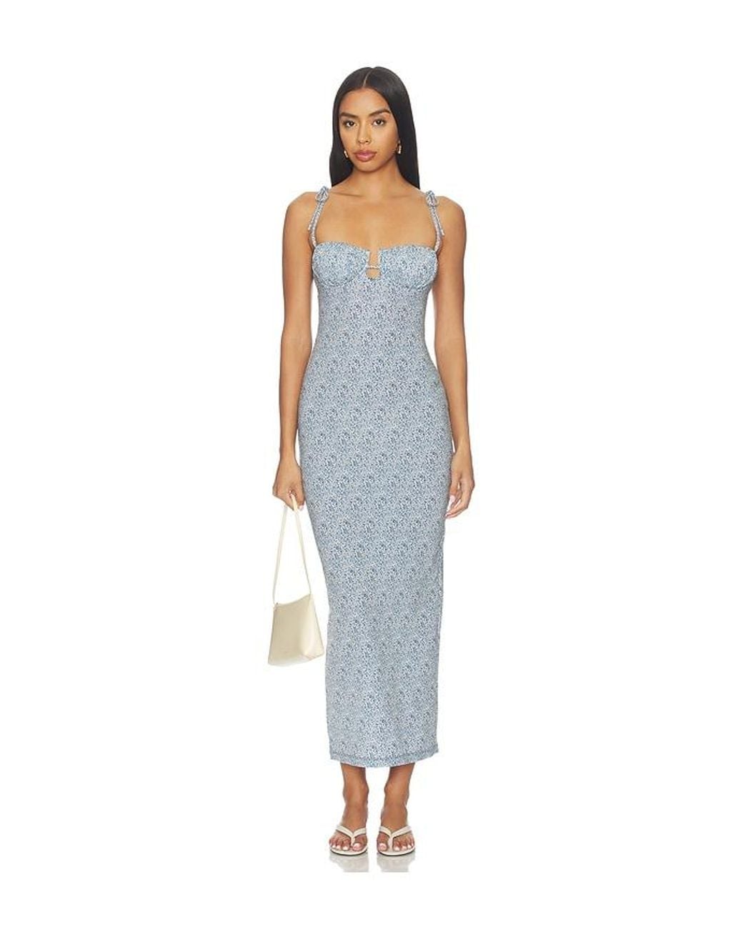 Montce Blue Petal Long Slip Dress