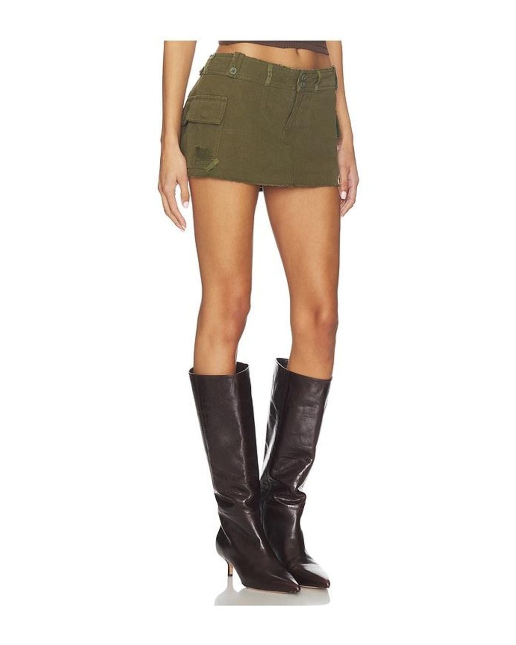 GUIZIO Green Cargo Mini Skirt