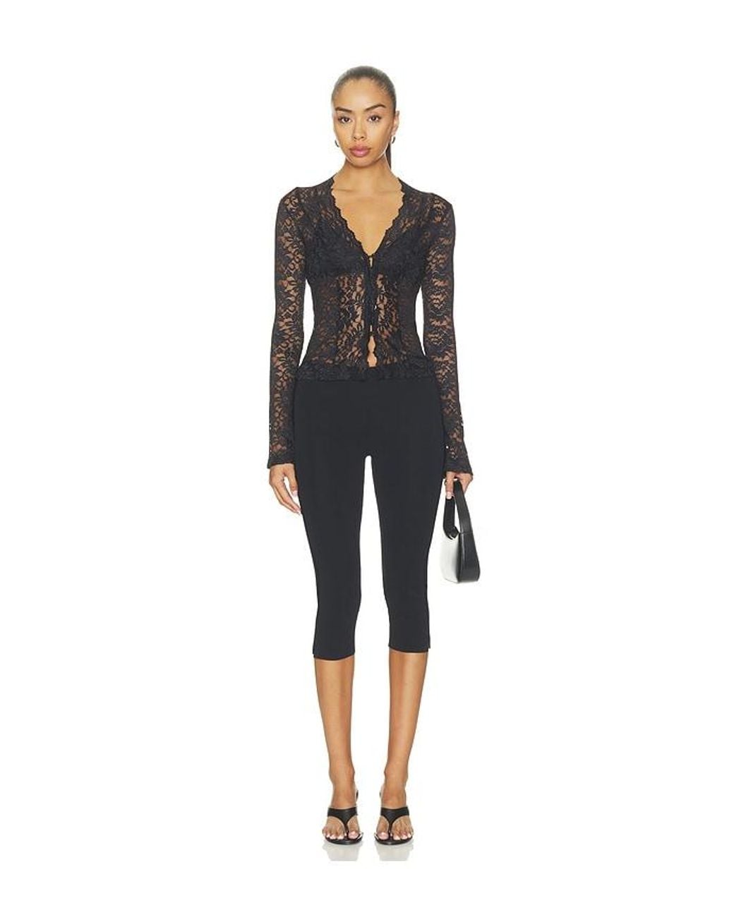 superdown Black Charlice Button Front Top