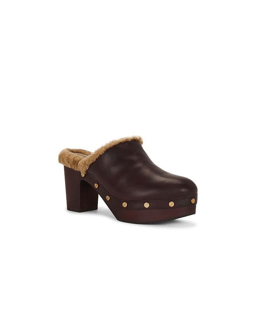 Veronica Beard Brown Larken Shearling Platform Clog