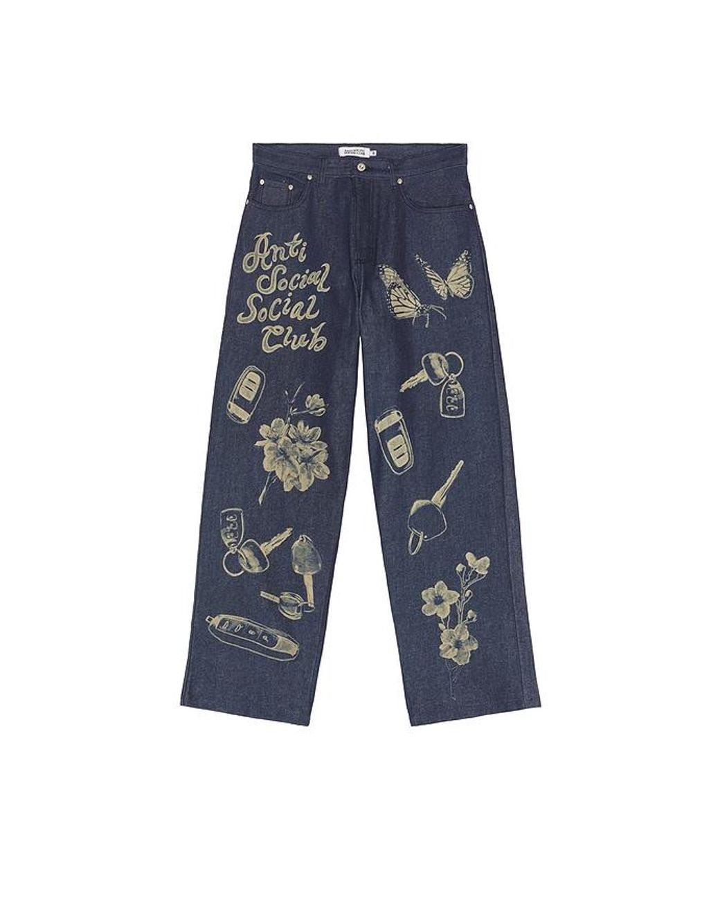 ANTI SOCIAL SOCIAL CLUB Blue Laser-Etched Jeans for men