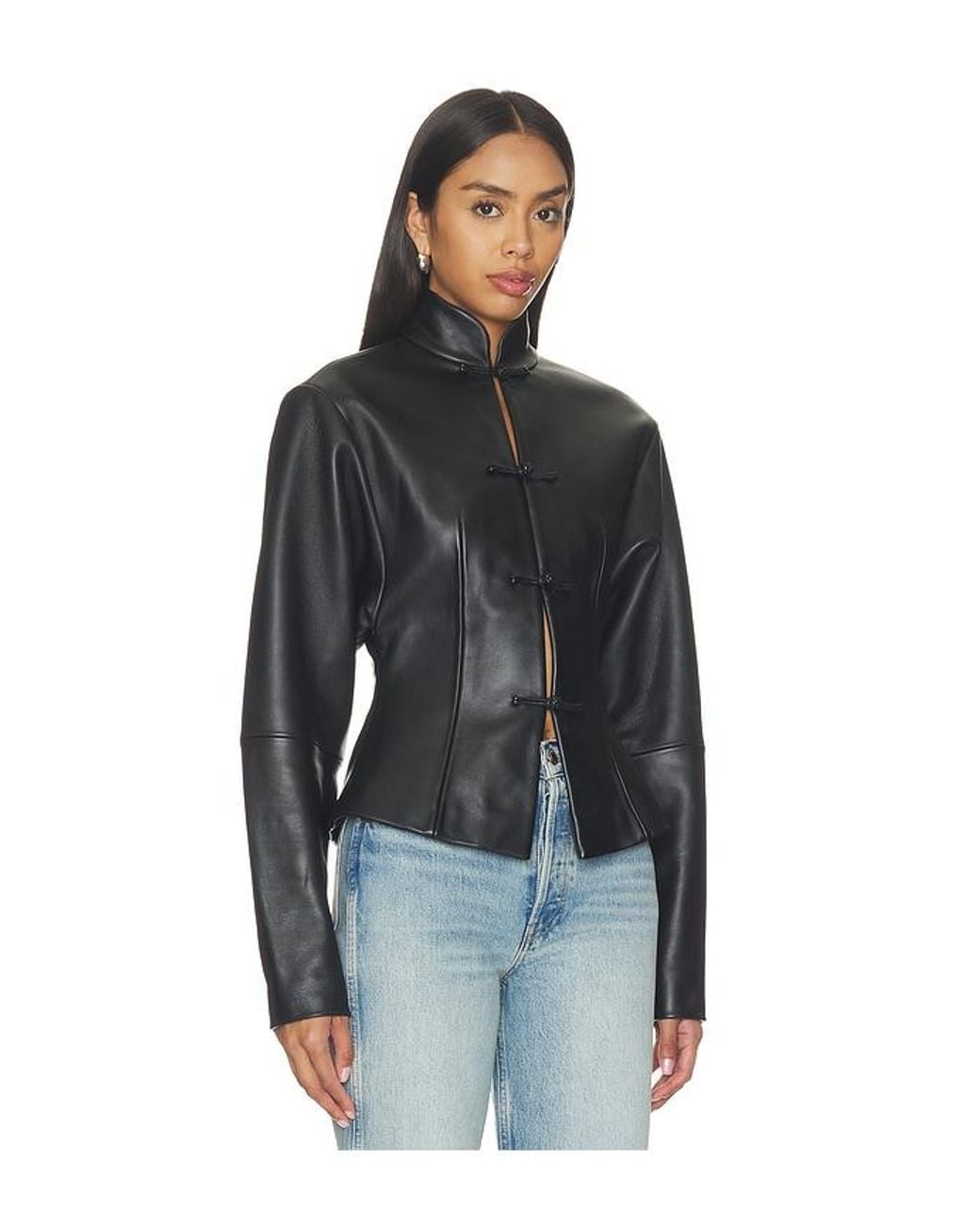 SAU LEE Black Anton Leather Tang Jacket