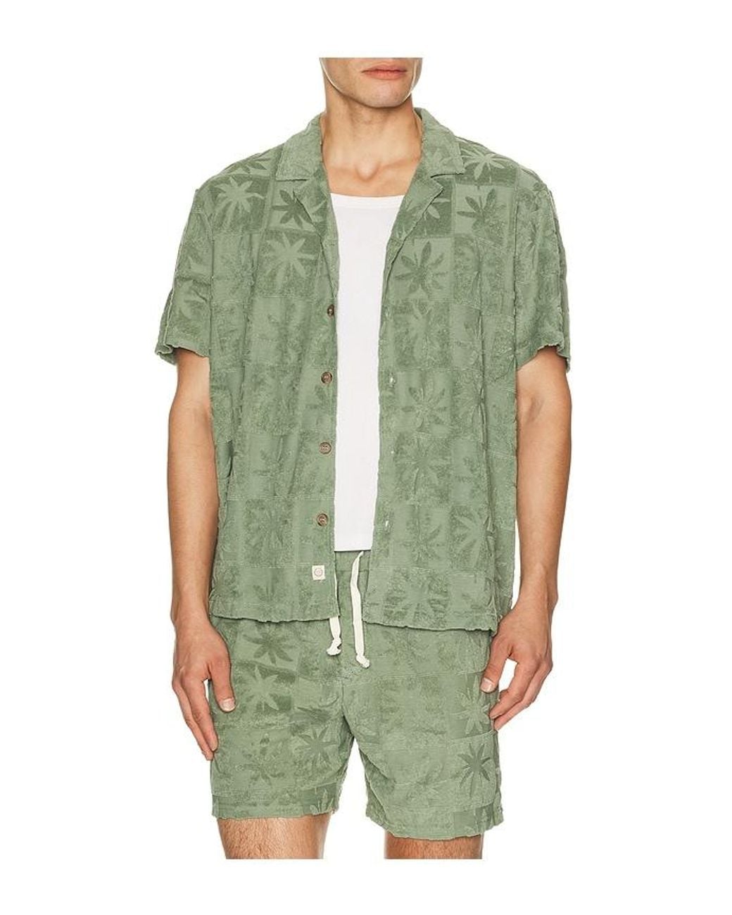 Marine Layer Green Rico Terry Resort Shirt for men