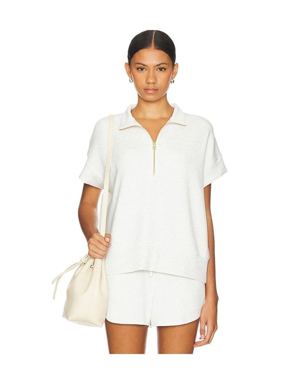 Varley White Ritchie Short Sleeve Sweatshirt