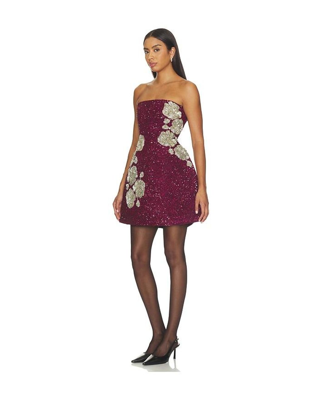 La Fuori Red Midnight Rosette Dress