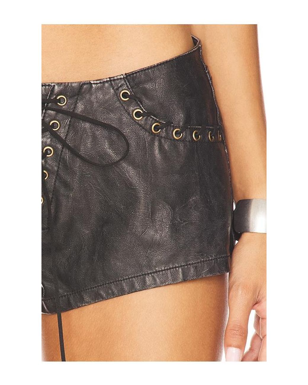 Jaded London Black Vaca Whipstitch Short