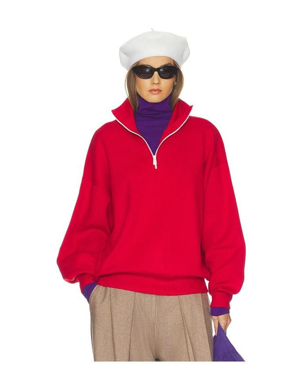Helsa Red Zionn Classic Knit Half Zip