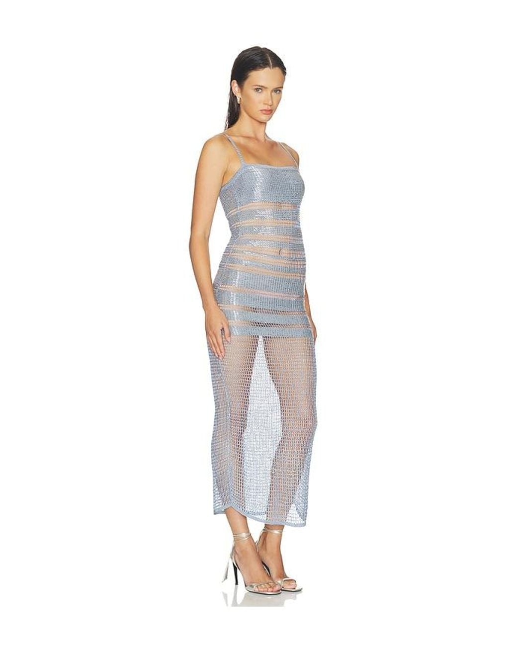 HAELO White Gradiated Embellished Dress