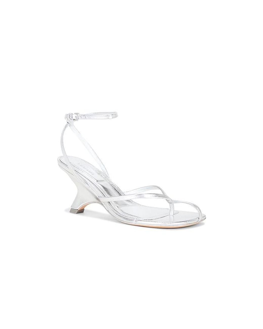 Jonathan Simkhai White Kelsey Metallic Leather Strappy Wedge