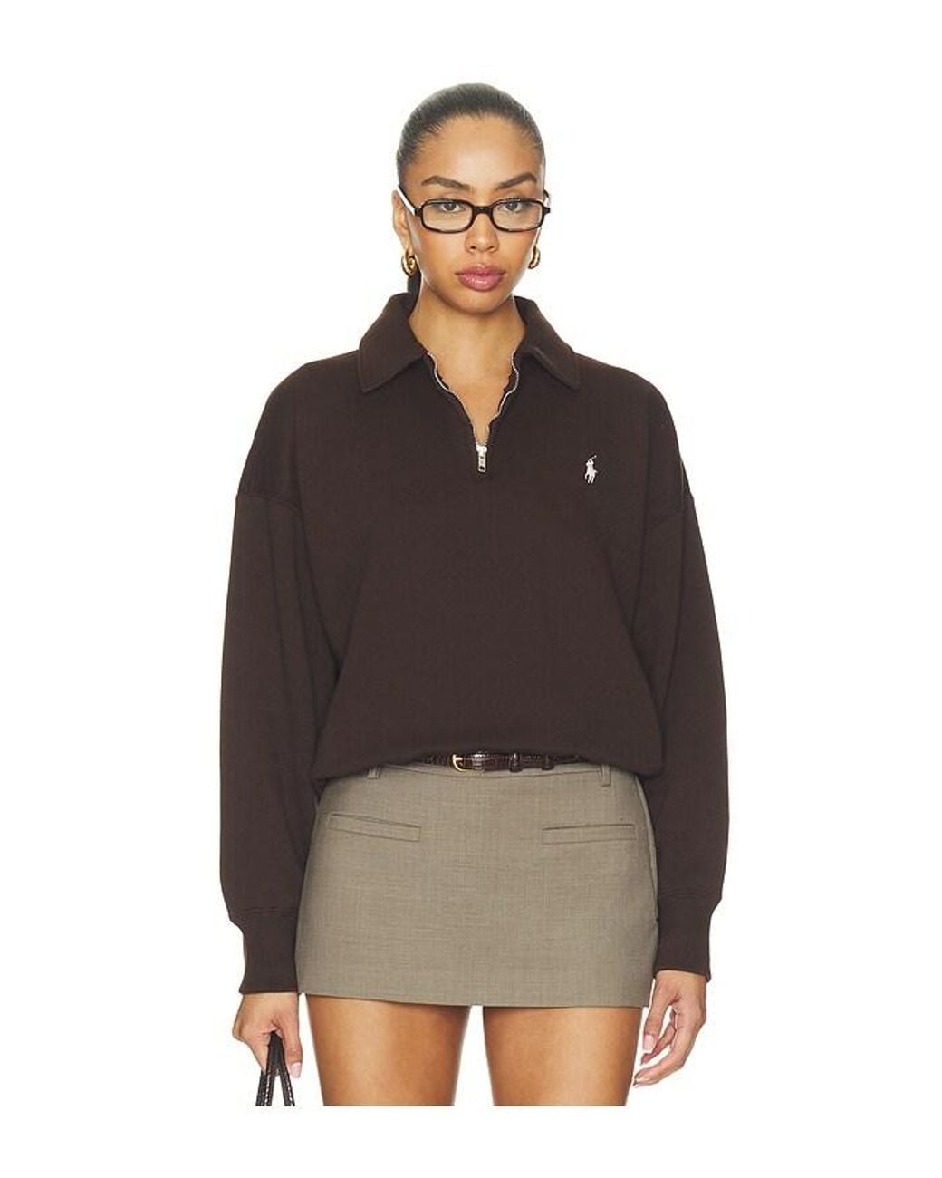 Polo Ralph Lauren Brown Arctic Fleece Half Zip Sweatshirt