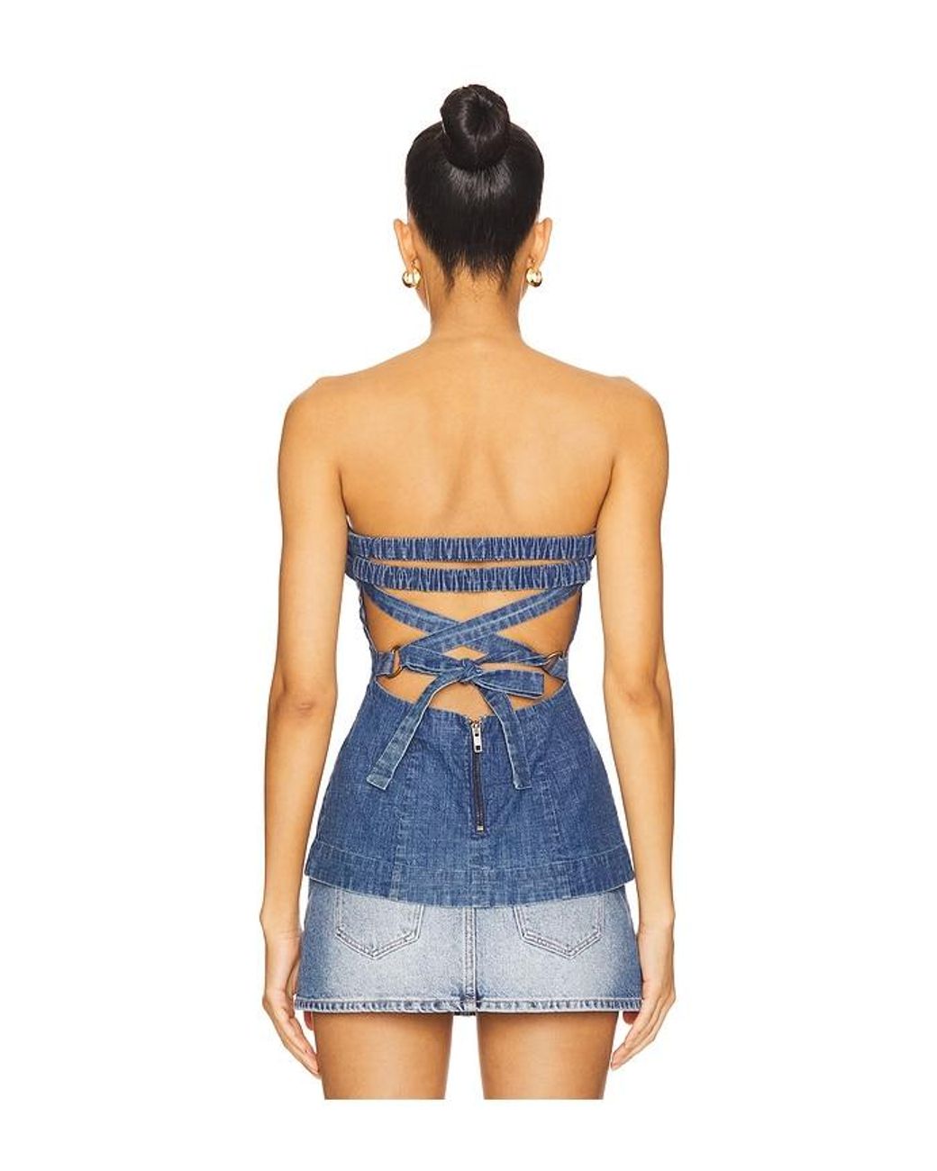 Free People Blue Lora Denim Tube Top