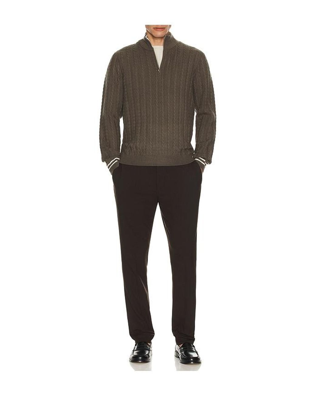 Reiss Brown Tuscano Quarter Zip Sweater for men