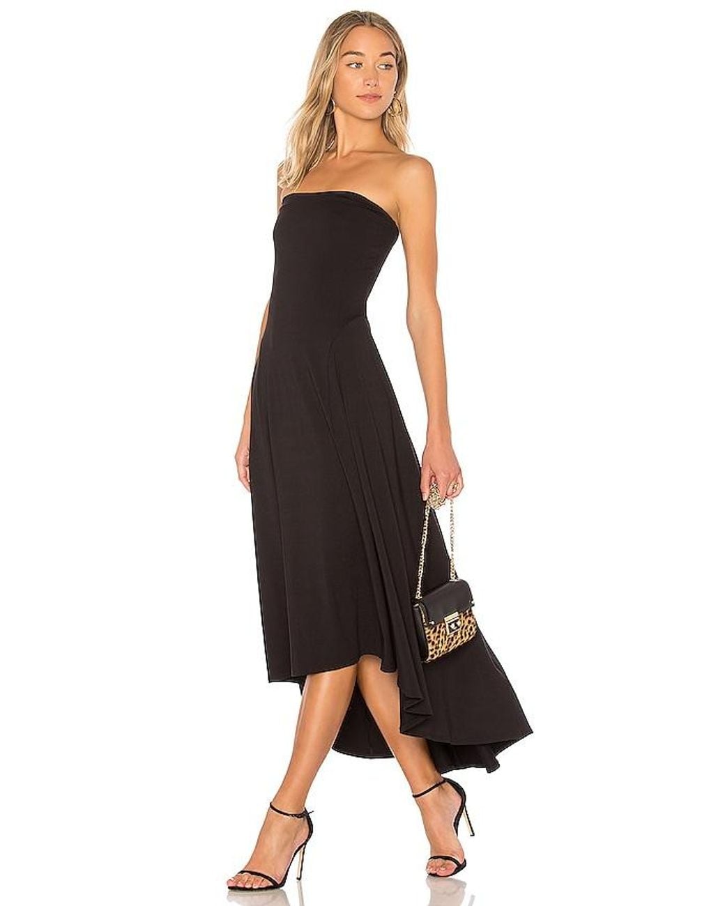 Susana Monaco Black Strapless Hi Low Dress