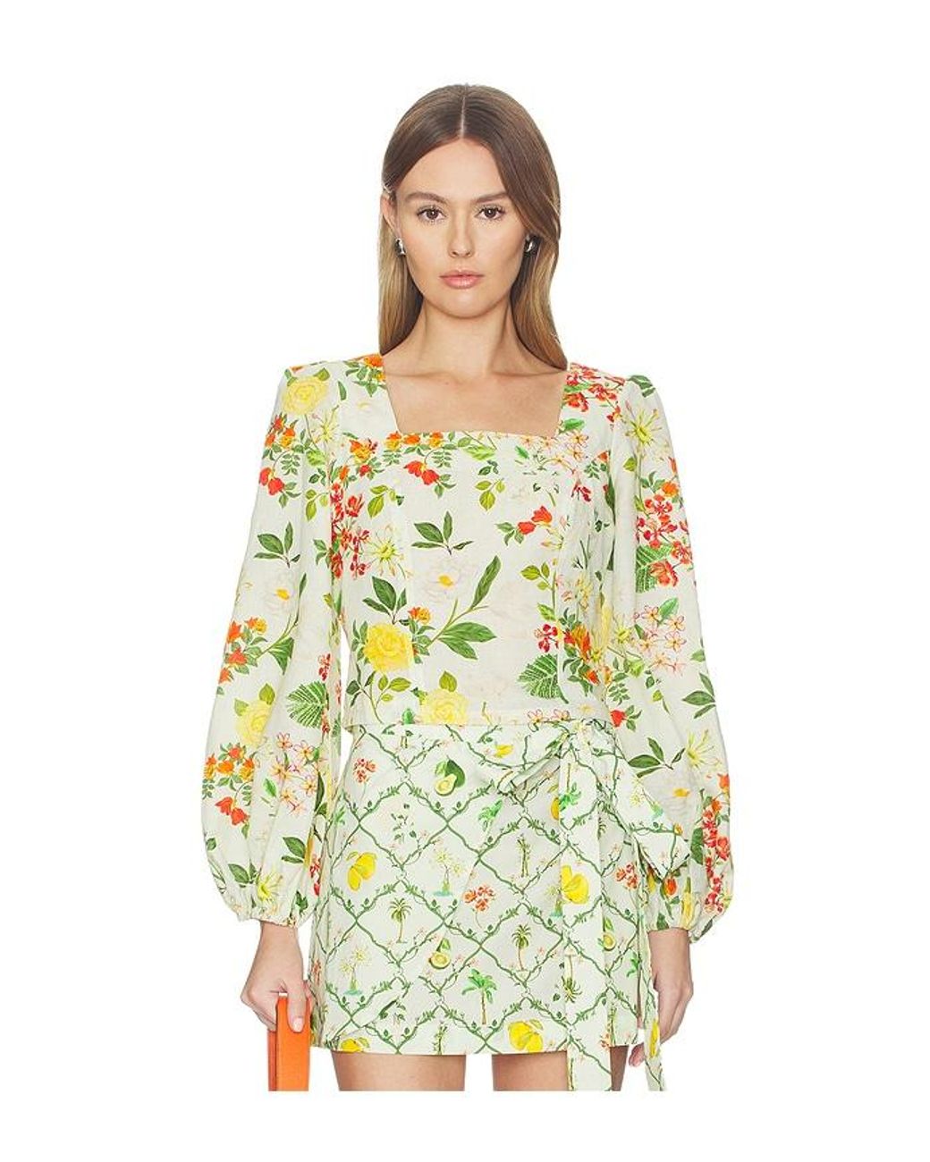VERANDAH Yellow Square Neck Crop Blouse