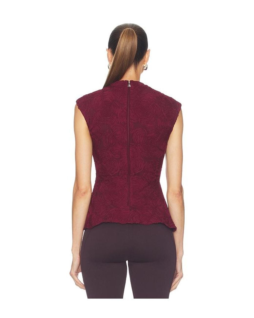 ROTATE BIRGER CHRISTENSEN Purple Flower Mesh Top
