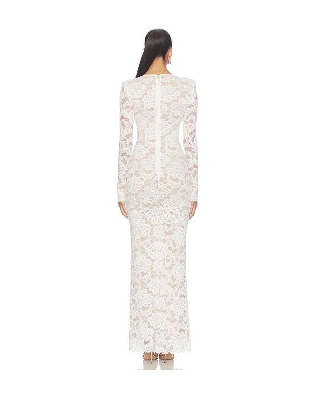 Nookie White Delphine Longsleeve Lace Gown