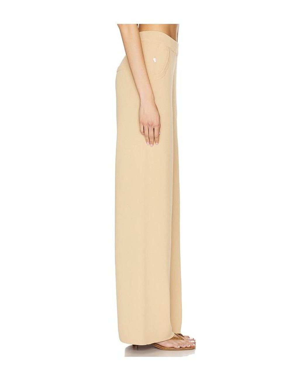AEXAE Natural Fine Knit Ribbed Straight Leg Pant