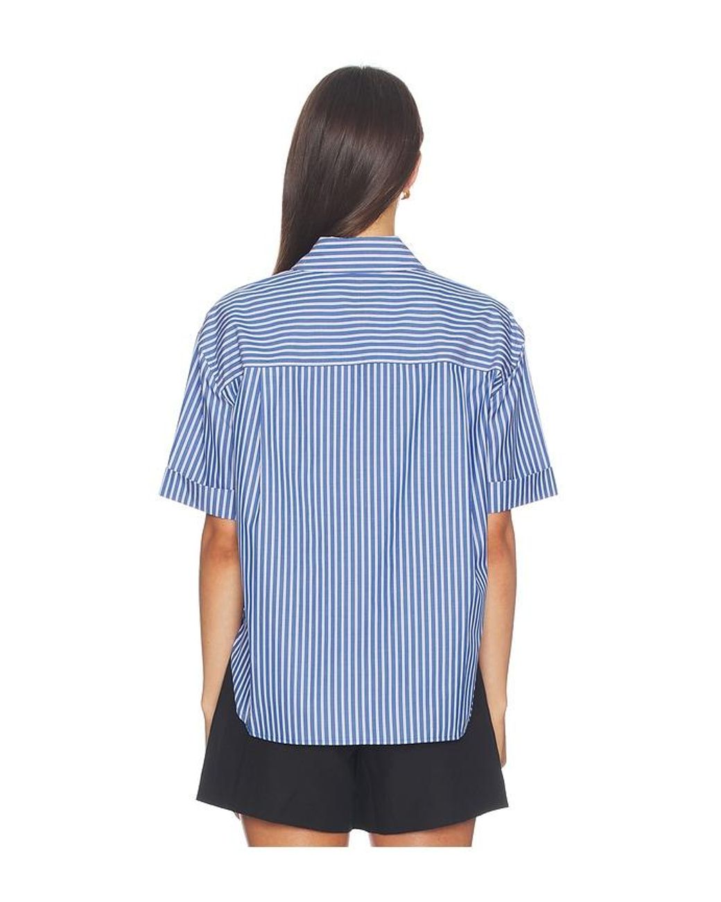 Rag & Bone Blue Connie Short Sleeve Stripe Shirt