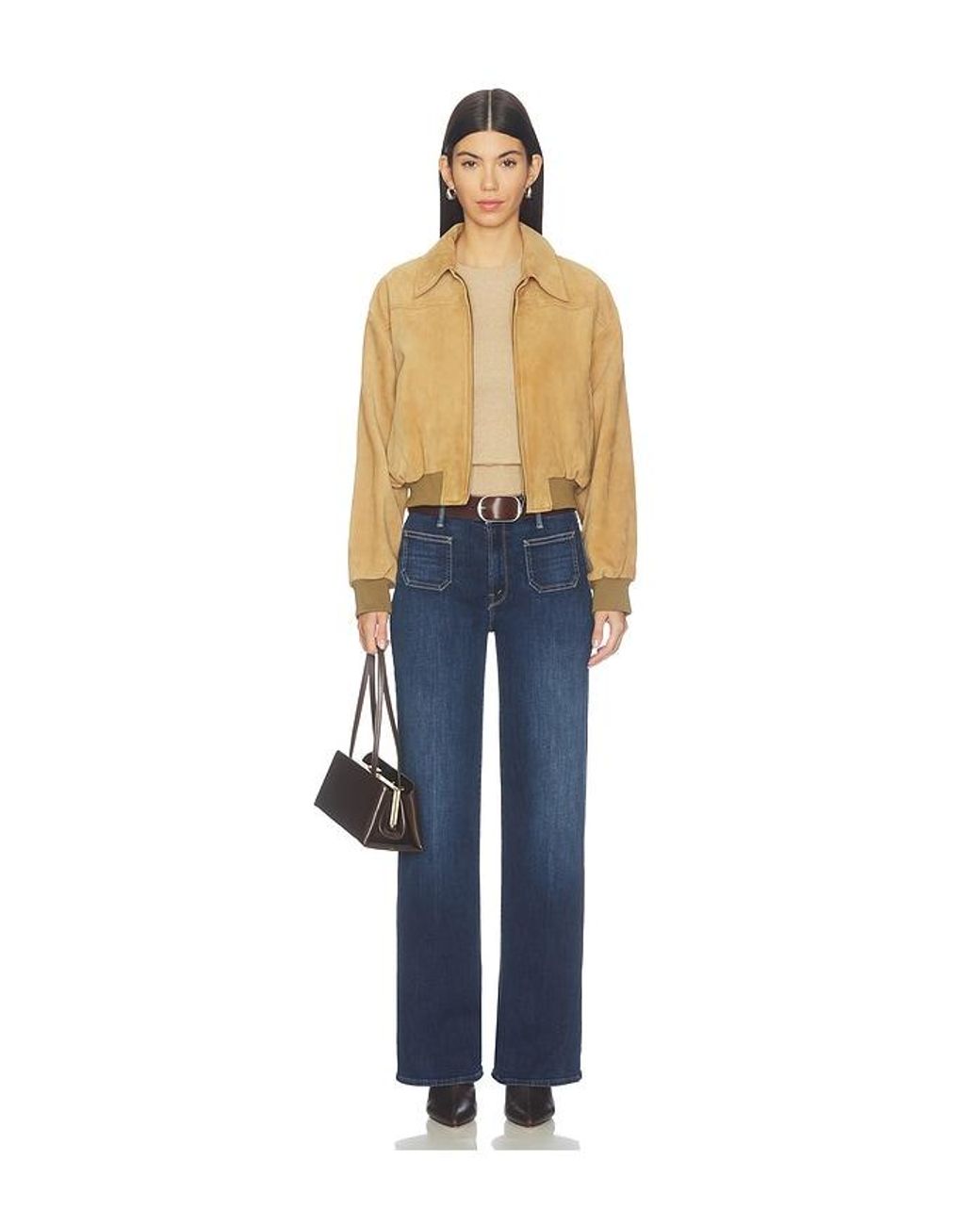 Mother Blue The Patch Pocket Mid Rise Maven Sneak Jeans