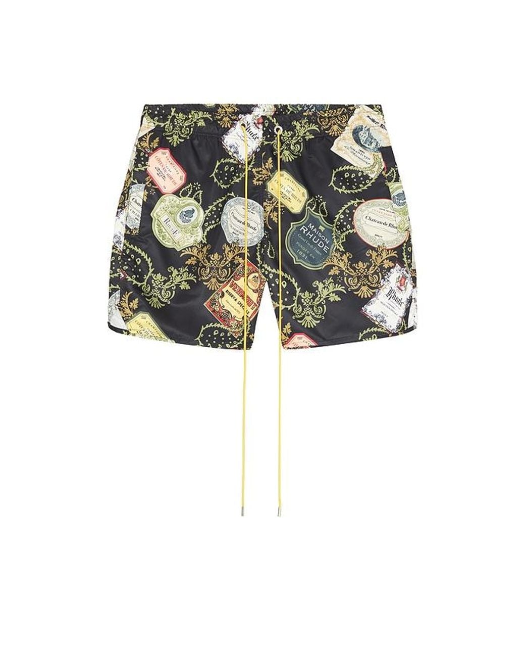 Rhude Black Vin Bandana Print Swim Shorts for men