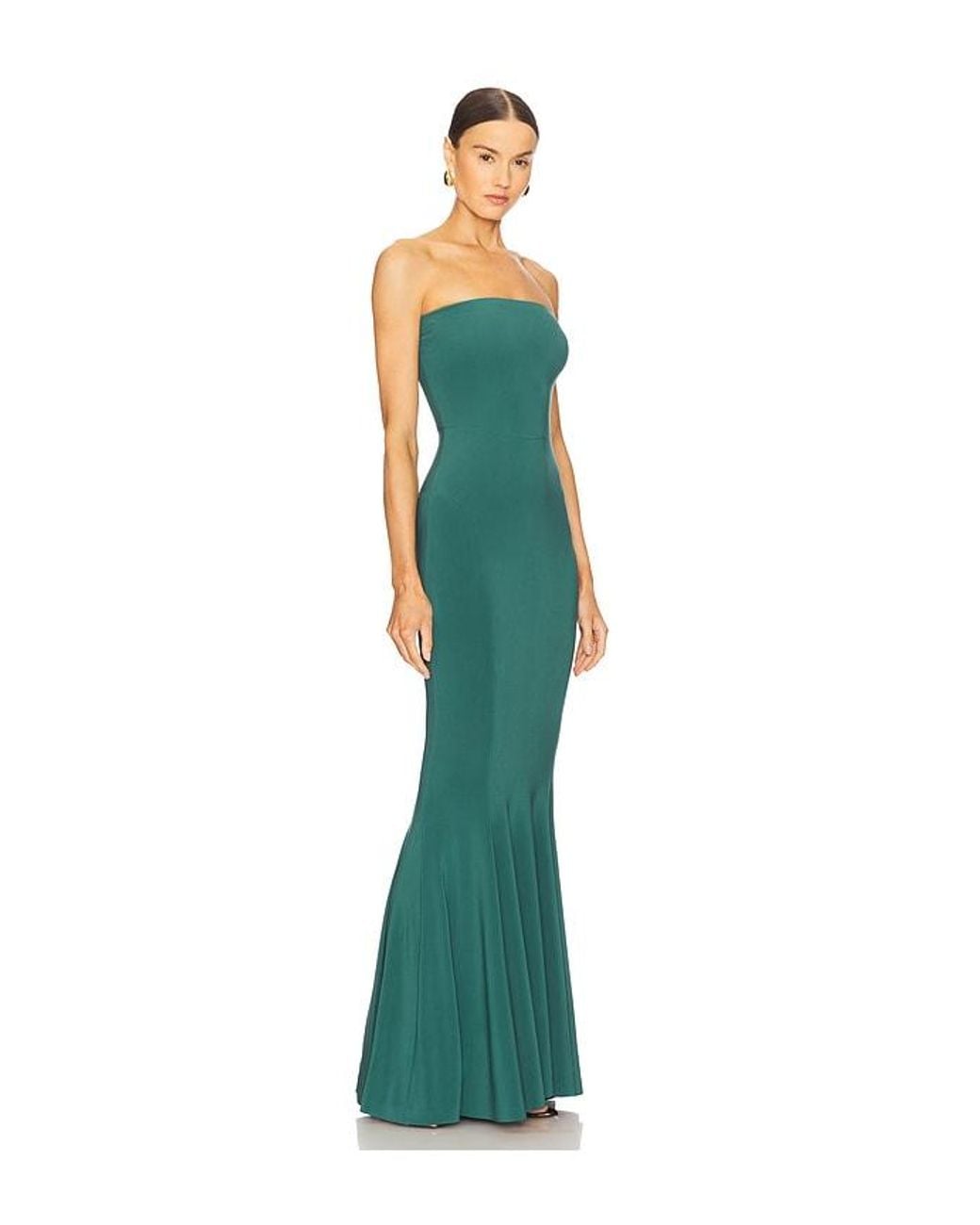 Norma Kamali Green X Revolve Strapless Fishtail Gown