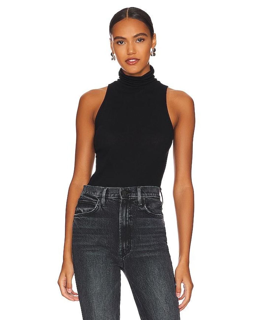 Enza Costa Black Cashmere Halter Turtleneck