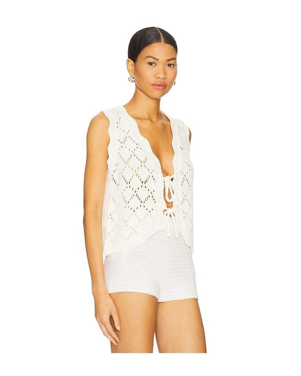 Line & Dot White Aleza Tied Sweater Vest