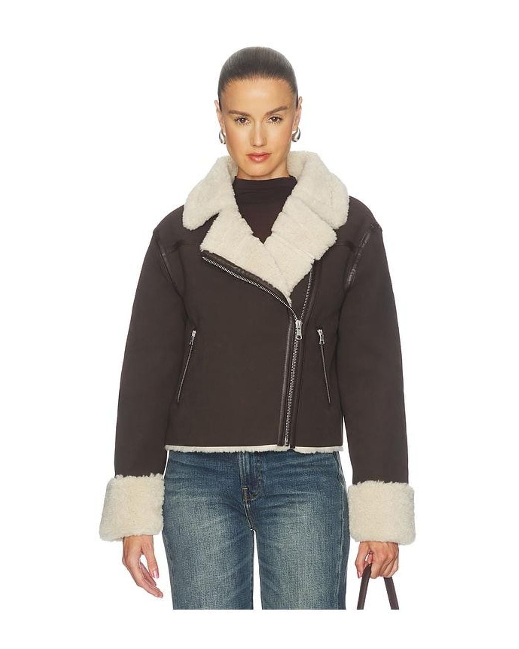 Hudson Black Faux Suede Shearling Jacket