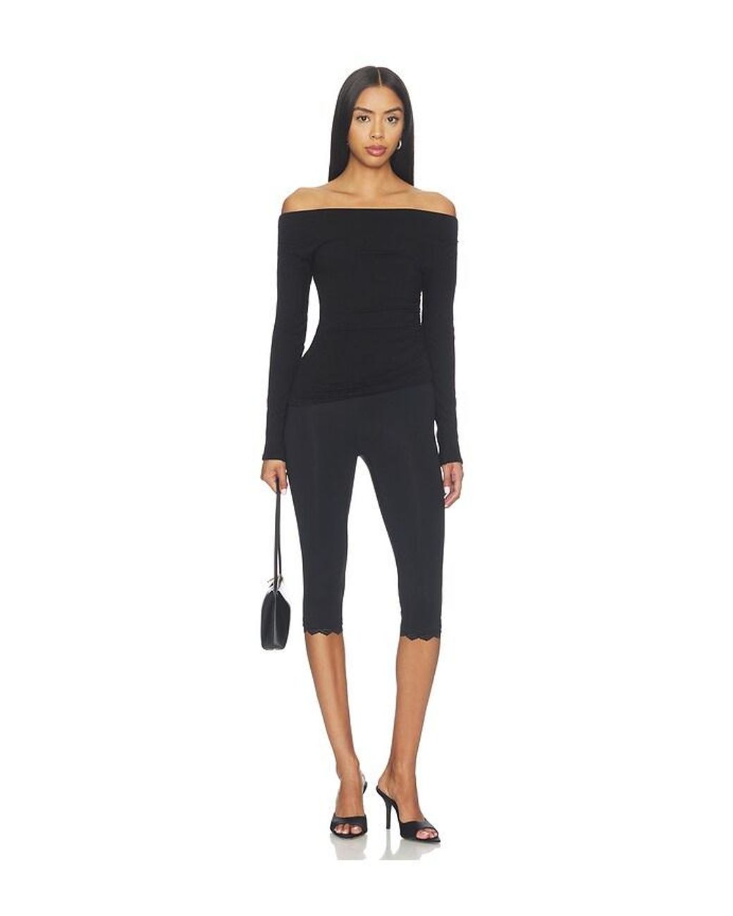 Naked Wardrobe Black Nw Off-Shoulder Asymmetric Top
