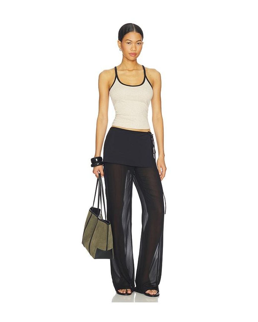 Enza Costa White Classic Ringer Scoop Tank