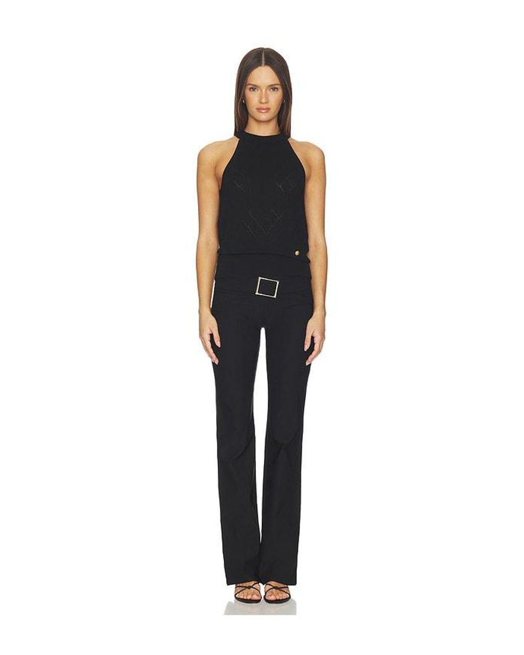 Balmain Black Halterneck Quilted Light Wool Top