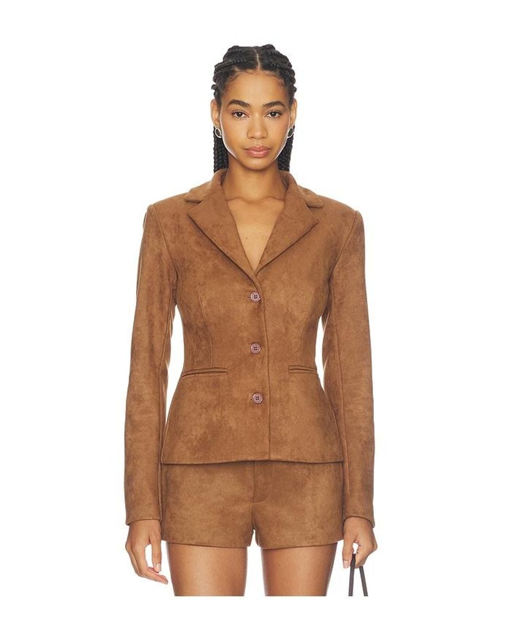 ALL THE WAYS Brown Kylli Faux Suede Blazer