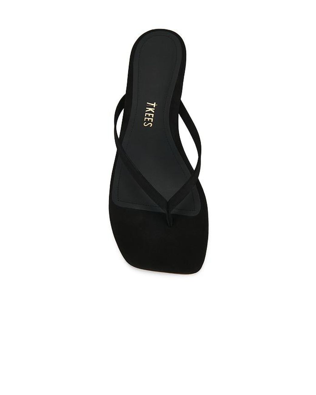 TKEES Black Julia Square Toe Suede Flip Flop