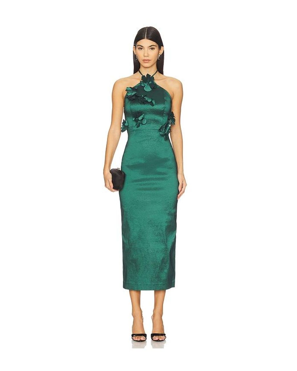 green emerald velvet dress RENT Kika Vargas Green Caroline dahlia-print taffeta mini dress (RRP 585)